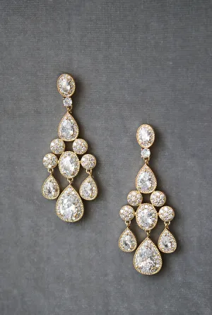 ISABELLA Gold Bridal Chandelier Earrings