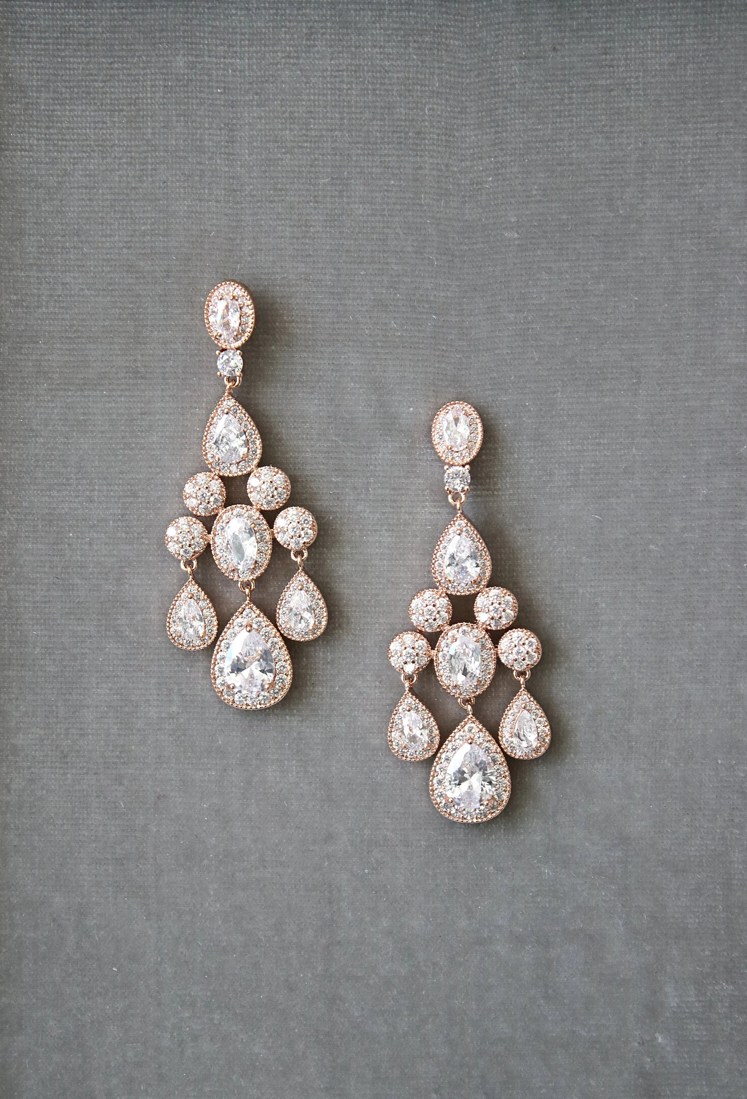 ISABELLA Gold Bridal Chandelier Earrings
