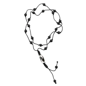 Knotted Onyx & Dzi Bead Necklace