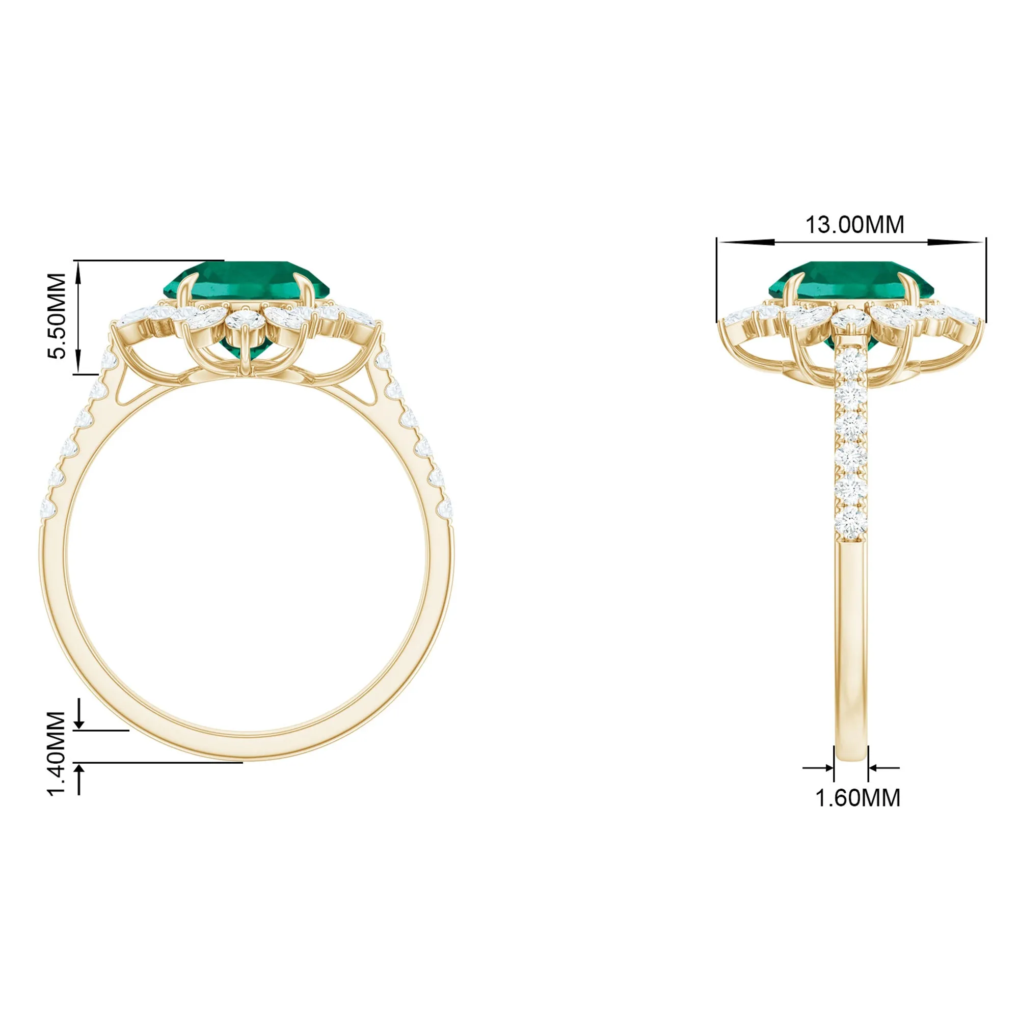 Lab-Created Emerald Cocktail Ring with Moissanite Floral Halo