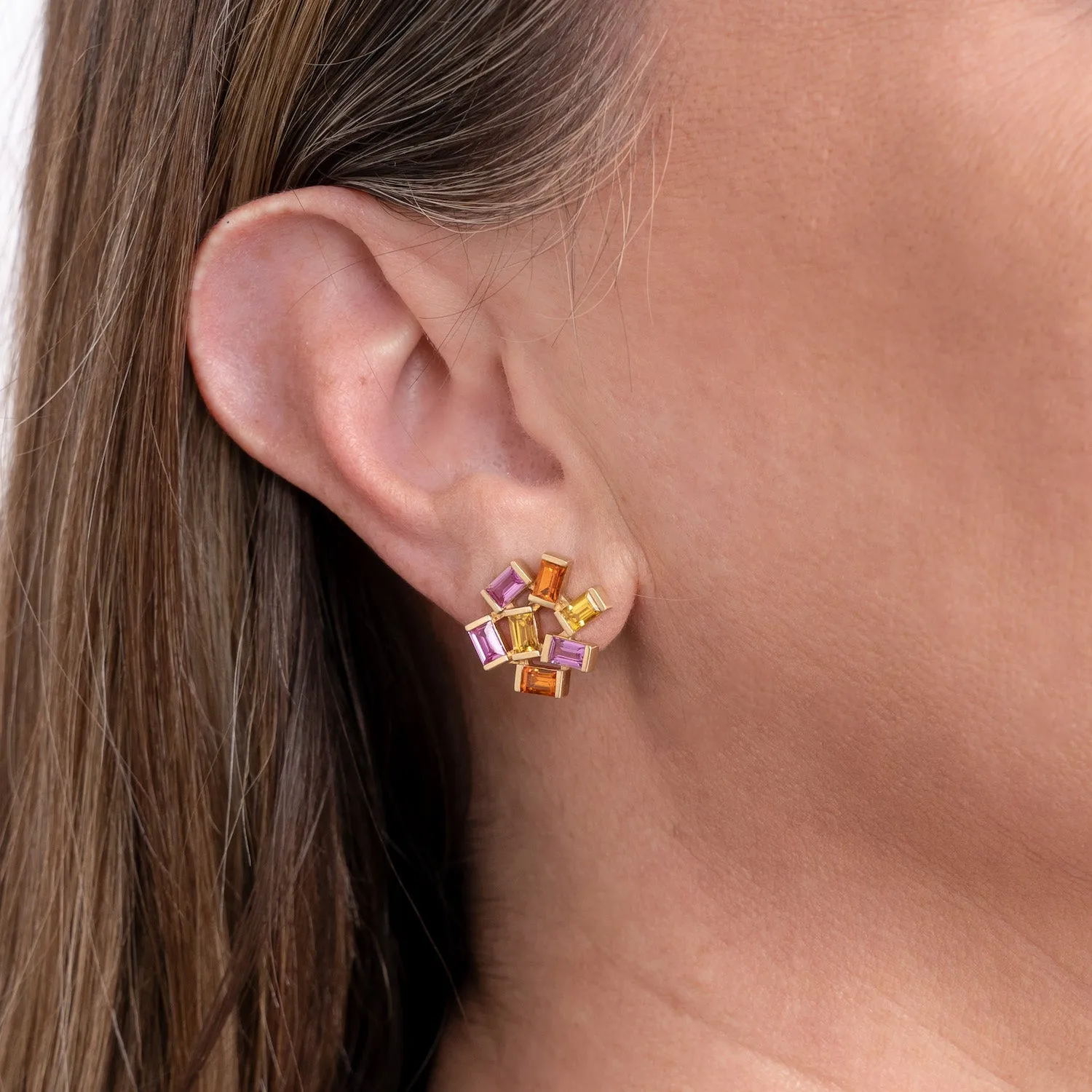Large Jubilation Studs: Blue Topaz and Peridot