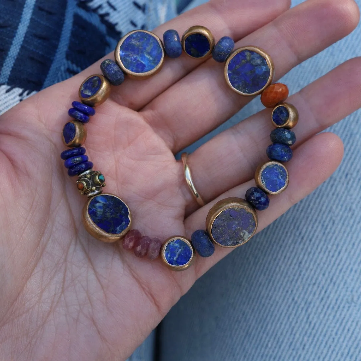 Large Lapis Fairy Pillow Bracelet