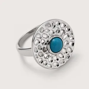 Lattice Disc Ring with Sleeping Beauty Turquoise