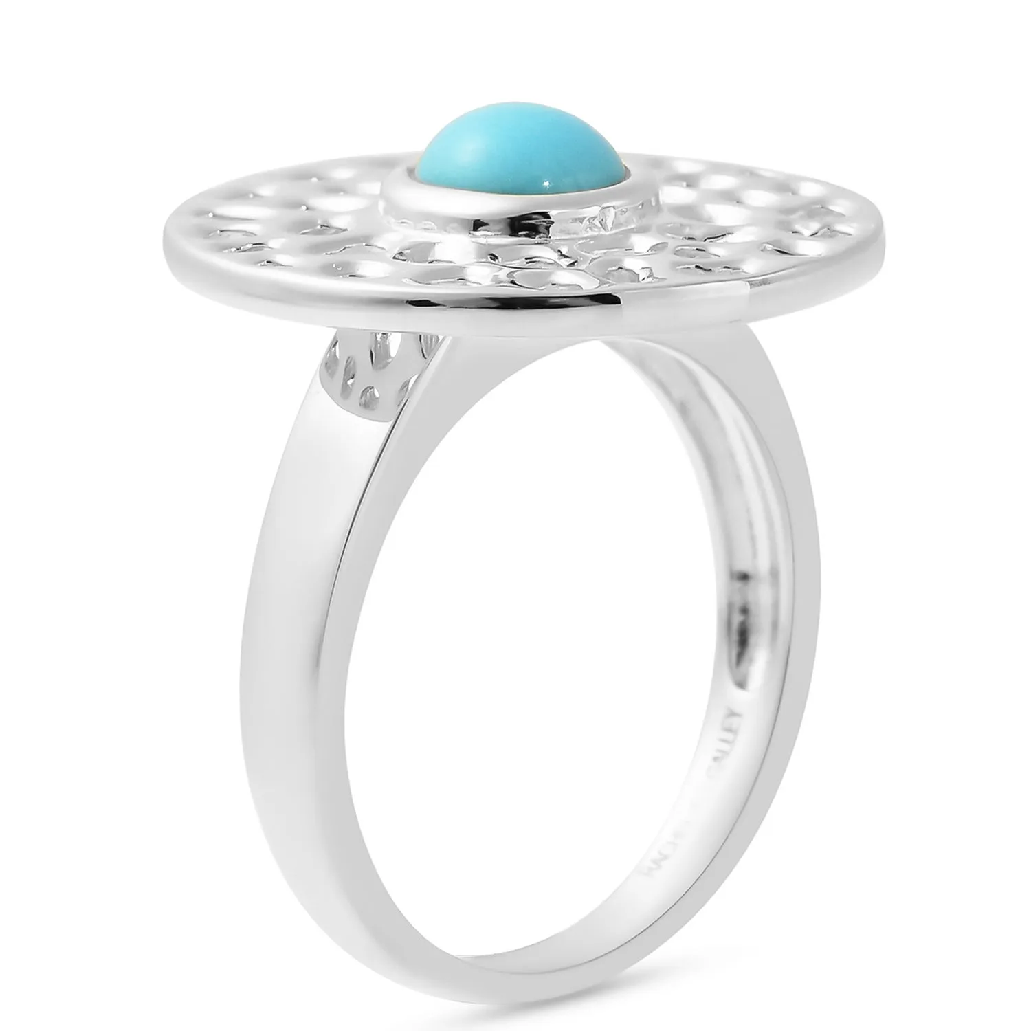 Lattice Disc Ring with Sleeping Beauty Turquoise