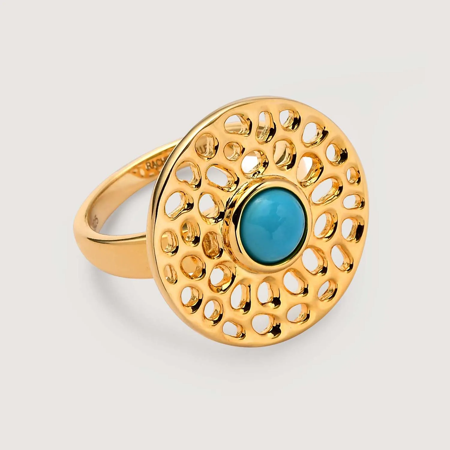 Lattice Disc Ring with Sleeping Beauty Turquoise