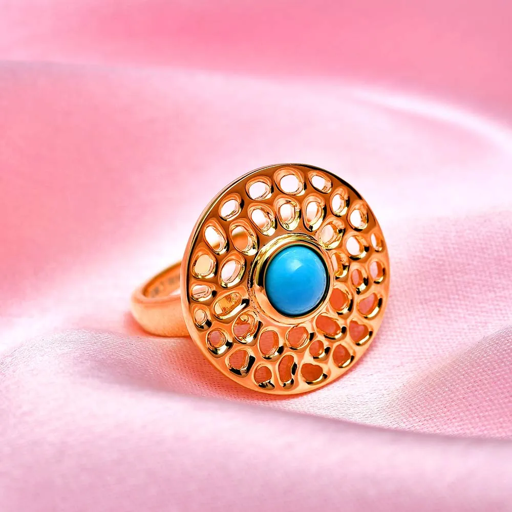 Lattice Disc Ring with Sleeping Beauty Turquoise