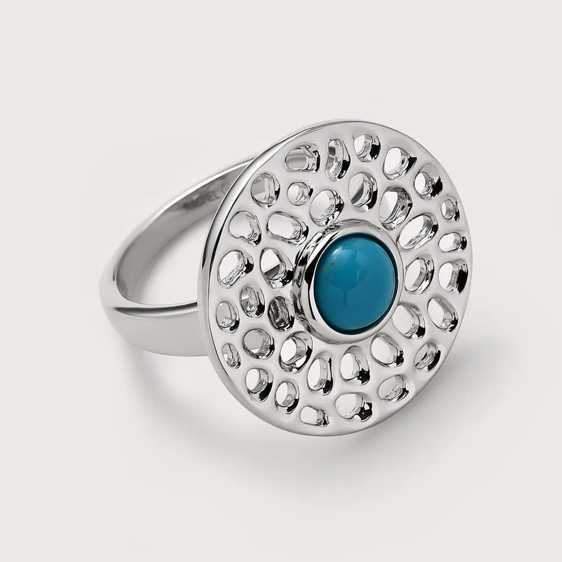 Lattice Disc Ring with Sleeping Beauty Turquoise
