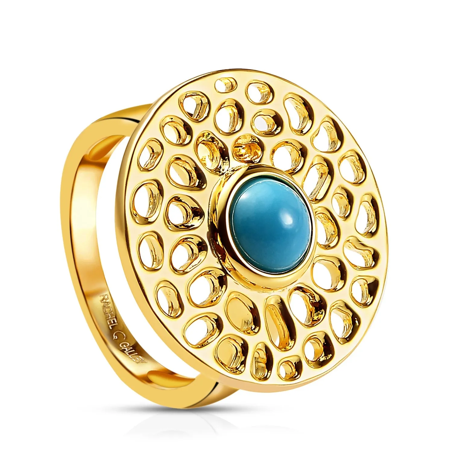 Lattice Disc Ring with Sleeping Beauty Turquoise