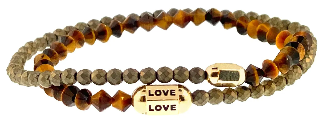 LOVE Hexagon Bolt Double Wrap Beaded Bracelet