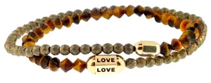 LOVE Hexagon Bolt Double Wrap Beaded Bracelet