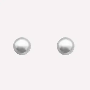 MEDIUM PEARL STUD EARRINGS IN SILVER