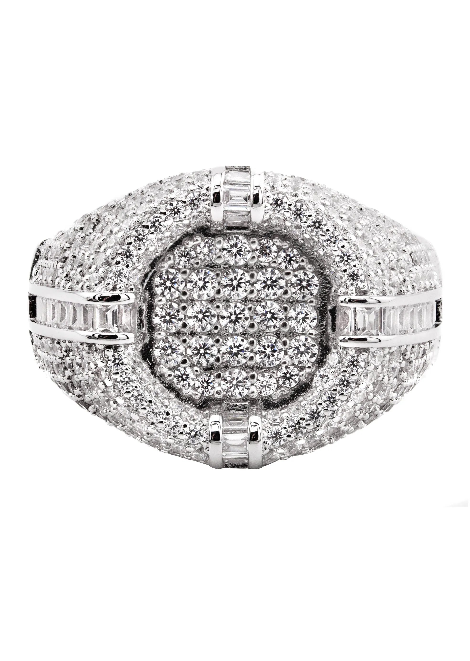 Mens Silver CZ Signet Ring | Appx 8.3 Grams