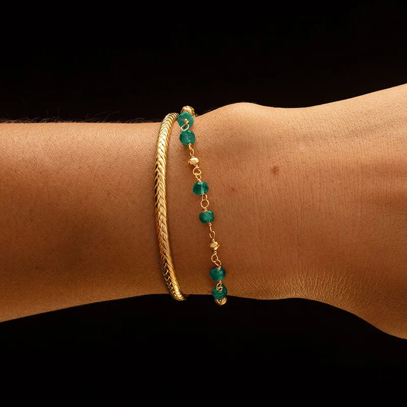 Mercy Bracelet, Green Onyx, Gold