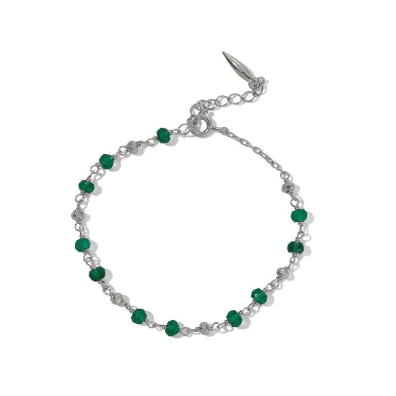 Mercy Bracelet, Green Onyx, Silver