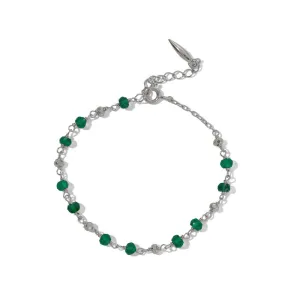 Mercy Bracelet, Green Onyx, Silver