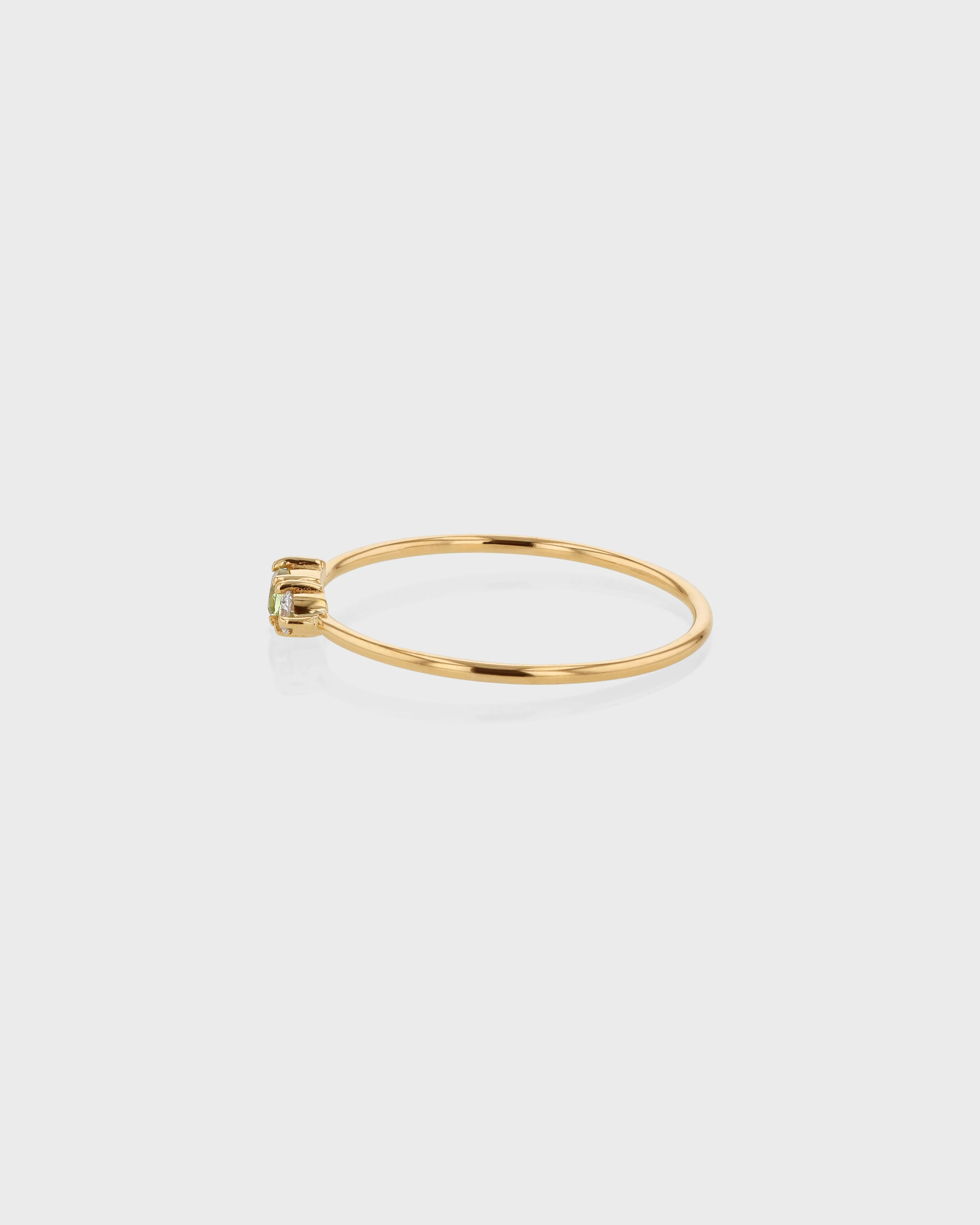 Micro Sand Diamond Peridot Ring