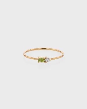 Micro Sand Diamond Peridot Ring