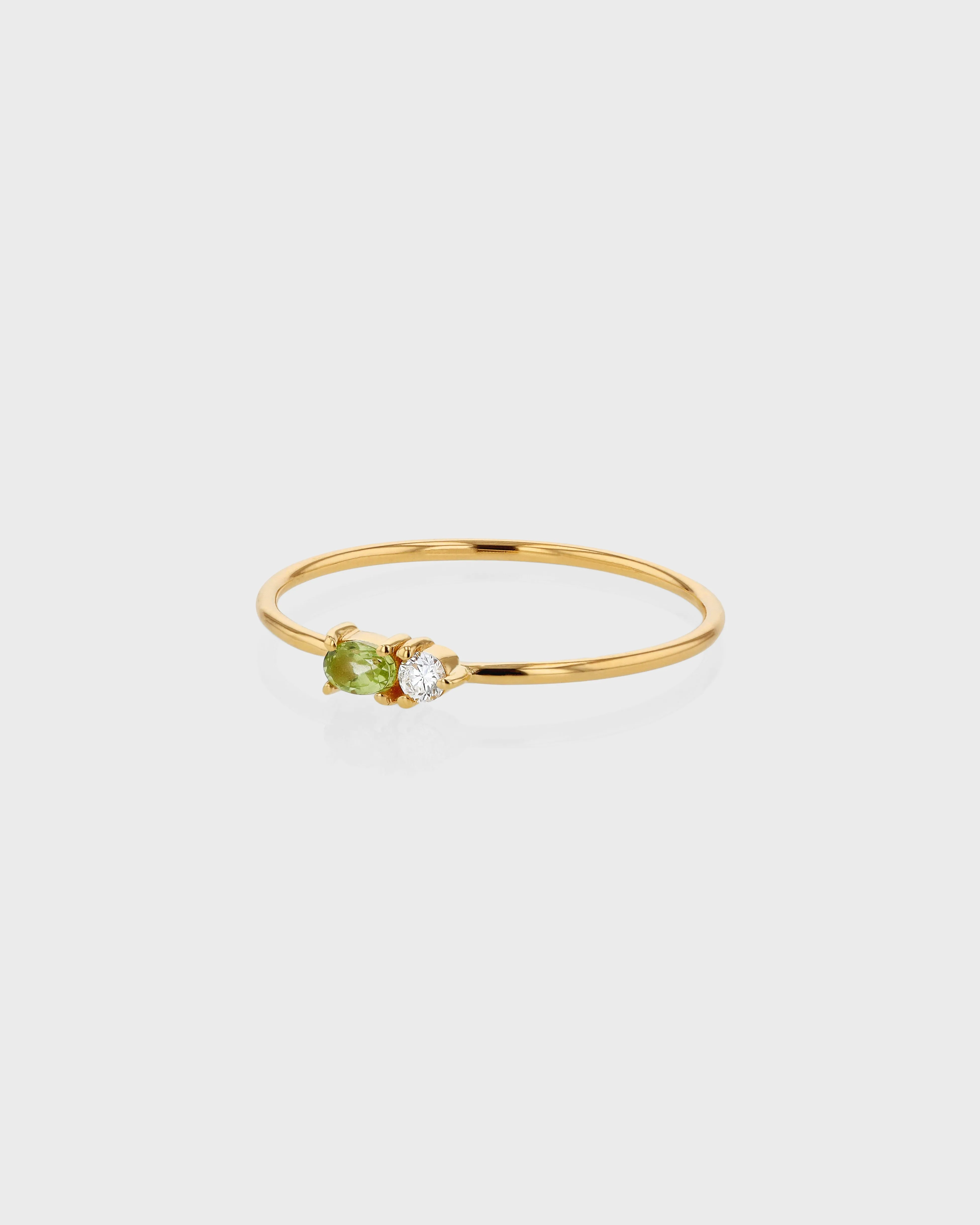 Micro Sand Diamond Peridot Ring