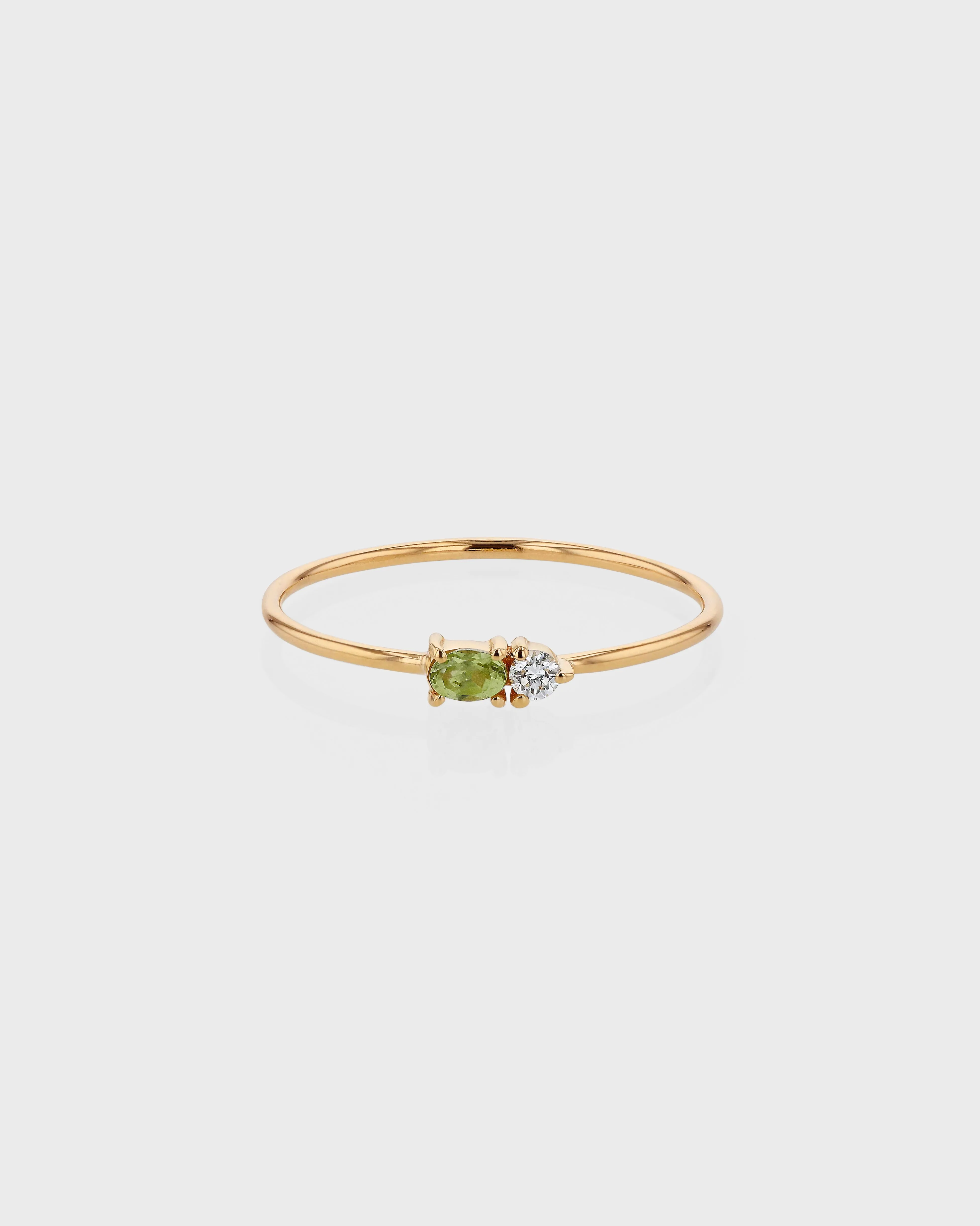 Micro Sand Diamond Peridot Ring