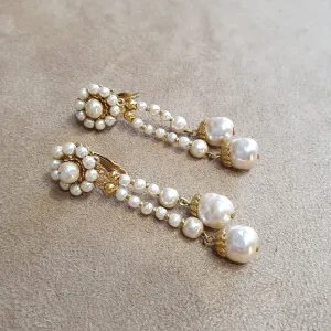 Miriam Haskell Pearl Gold Chandelier earrings