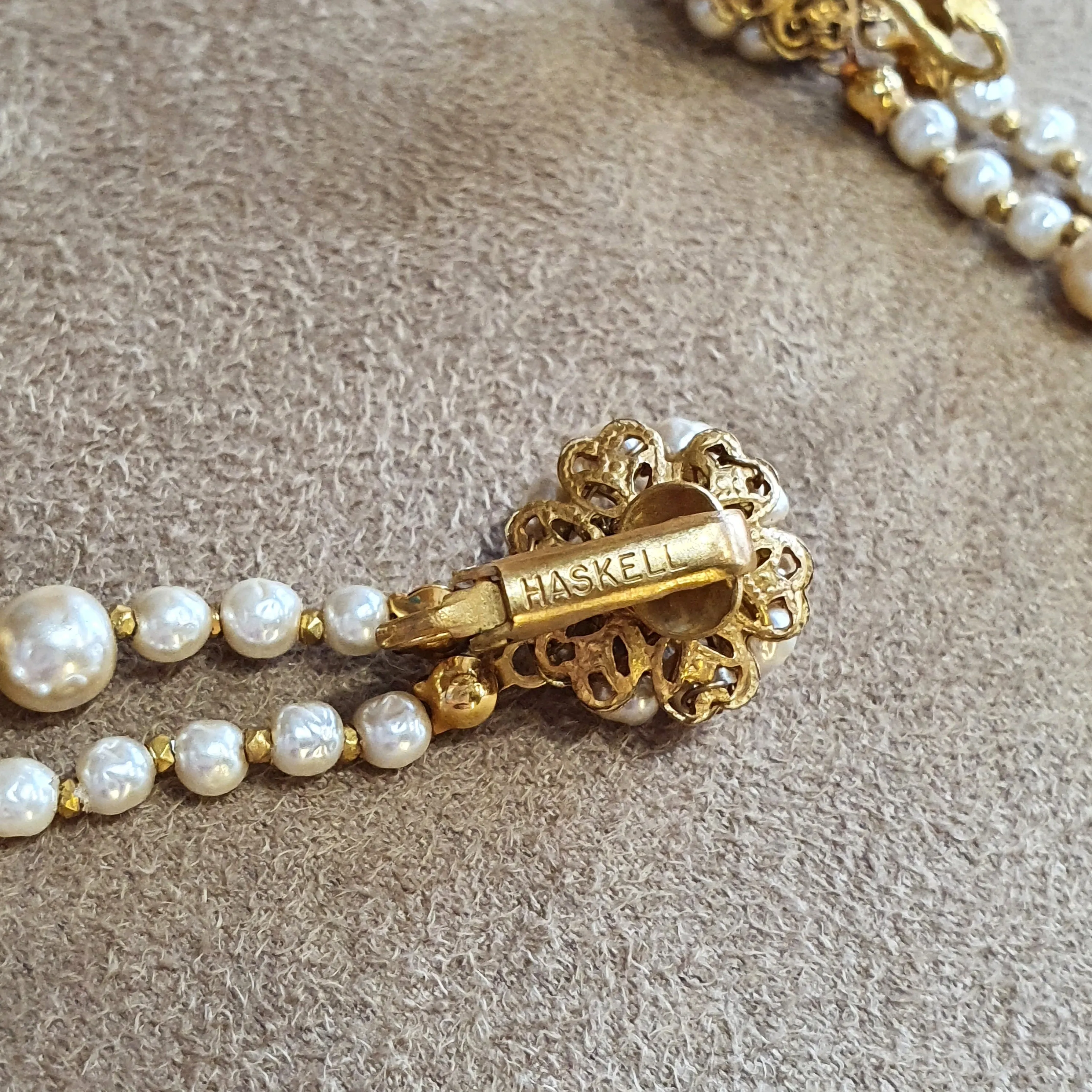 Miriam Haskell Pearl Gold Chandelier earrings