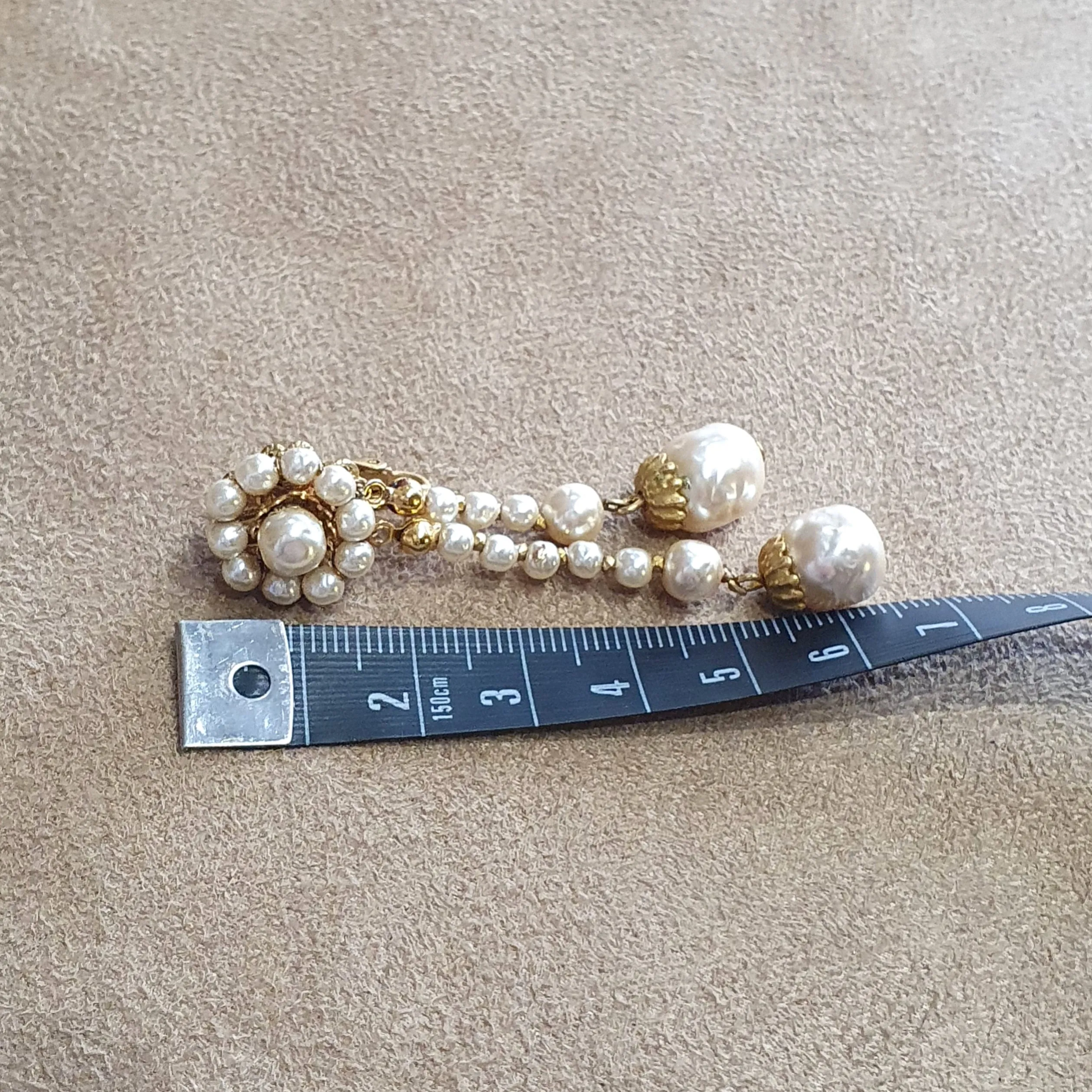 Miriam Haskell Pearl Gold Chandelier earrings