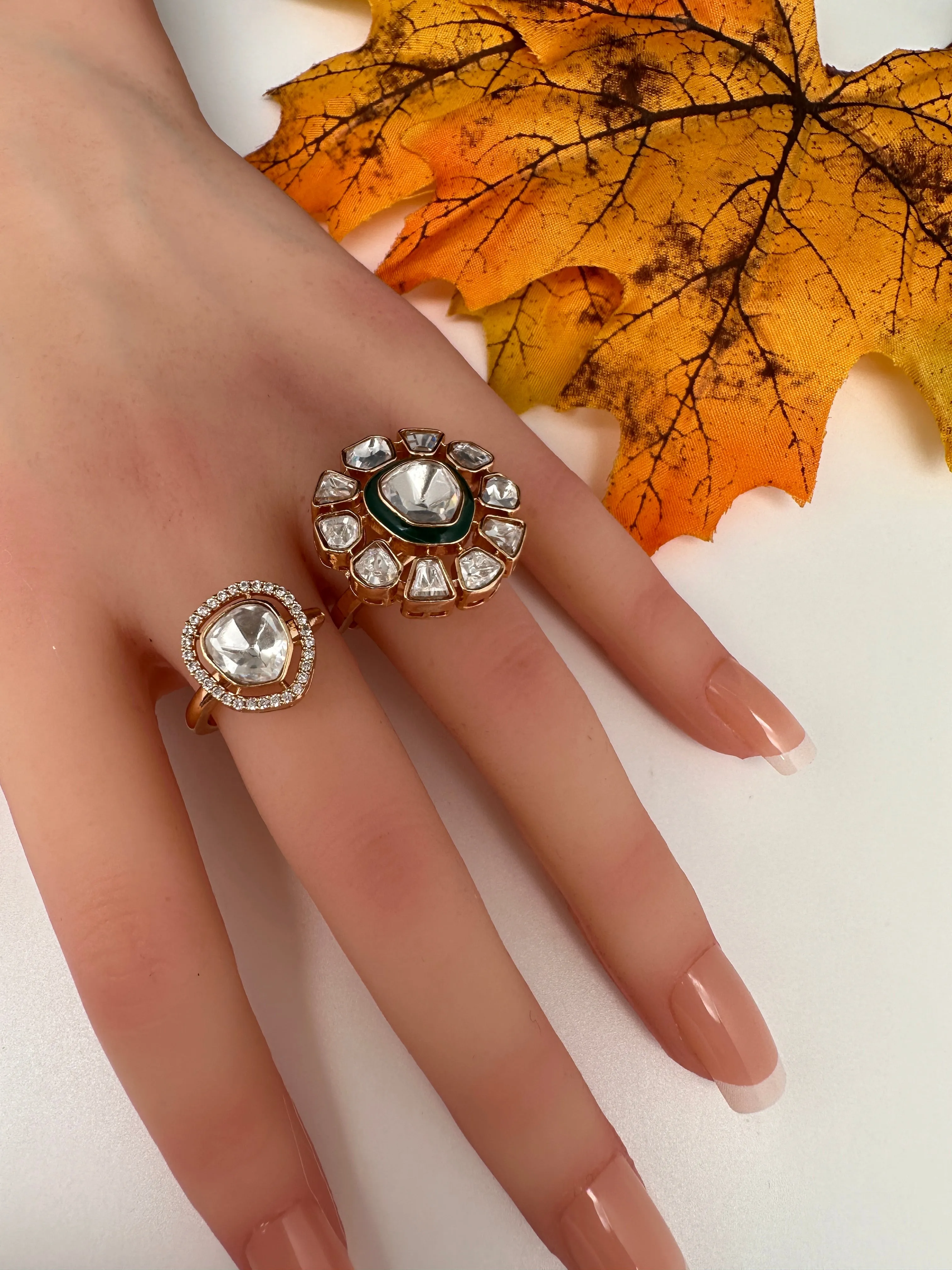 Moisaanite 2-1 Adjustable Color Stone Cocktail Ring
