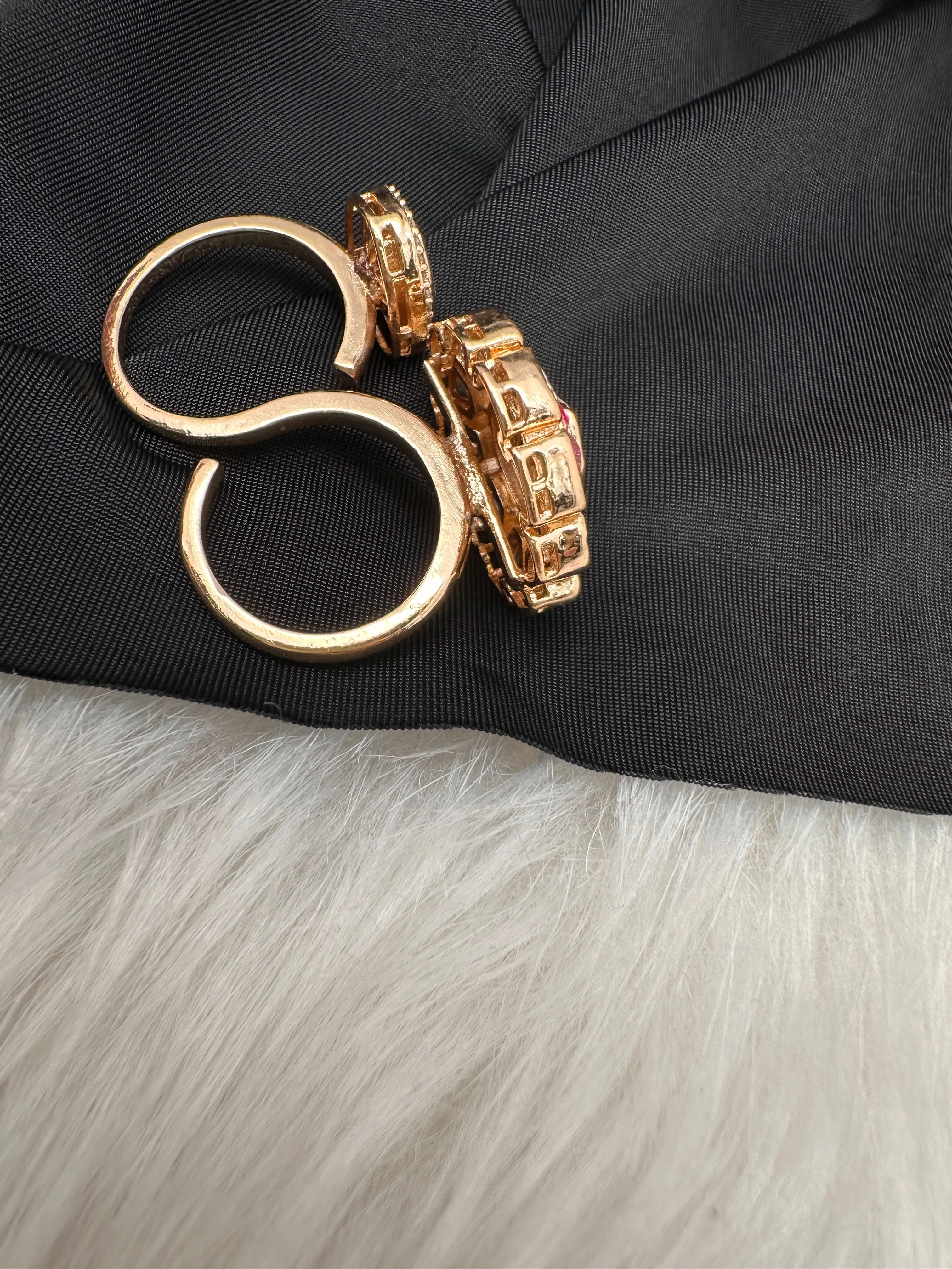 Moisaanite 2-1 Adjustable Color Stone Cocktail Ring