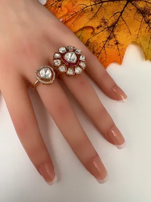 Moisaanite 2-1 Adjustable Color Stone Cocktail Ring