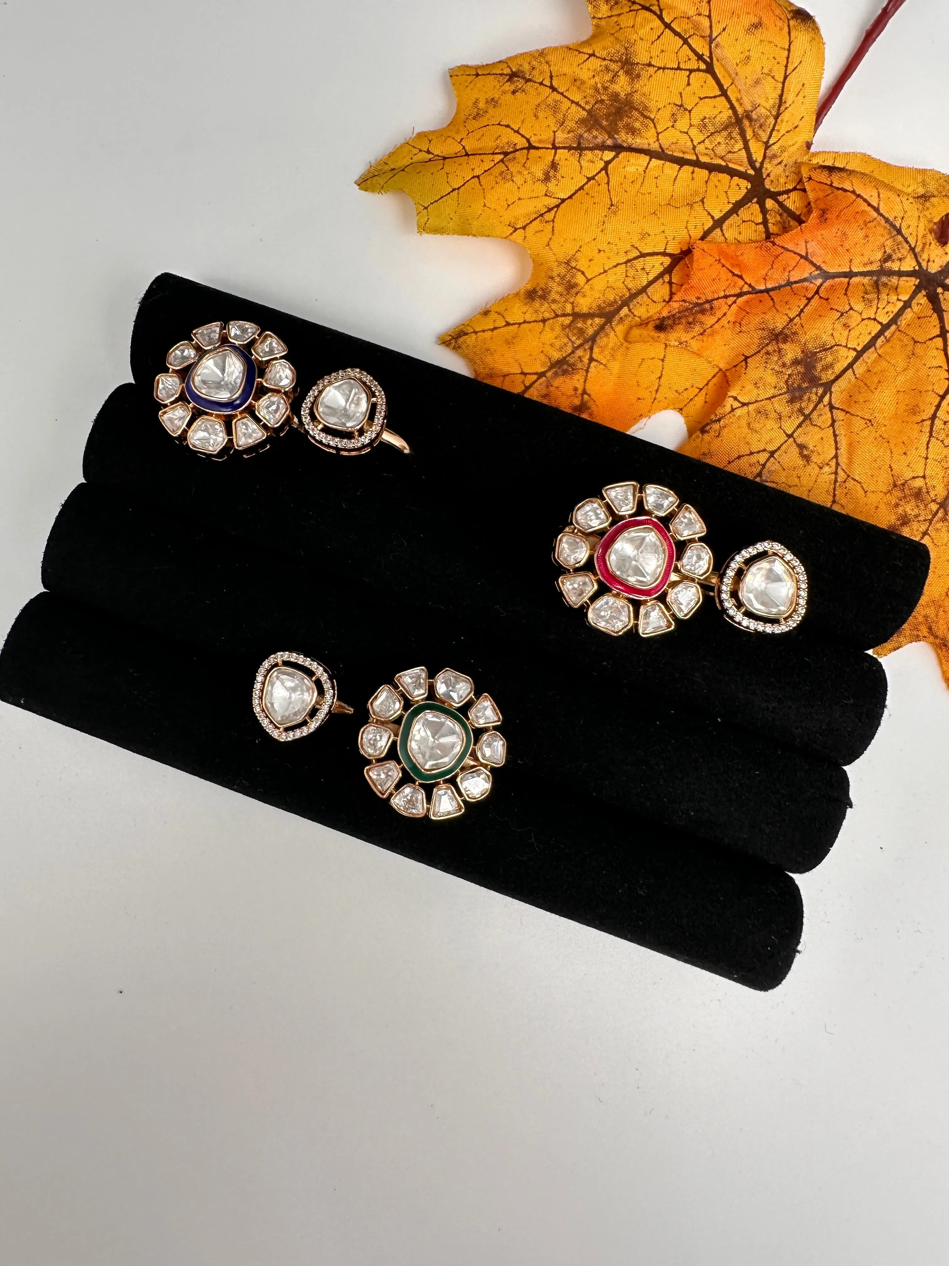 Moisaanite 2-1 Adjustable Color Stone Cocktail Ring