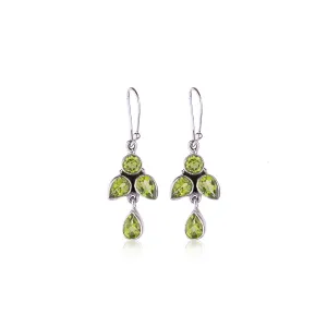 Mona Peridot Earrings, Sterling Silver