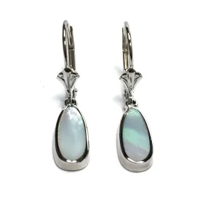 Mother Of Pearl Inlaid Lever Back Earrings