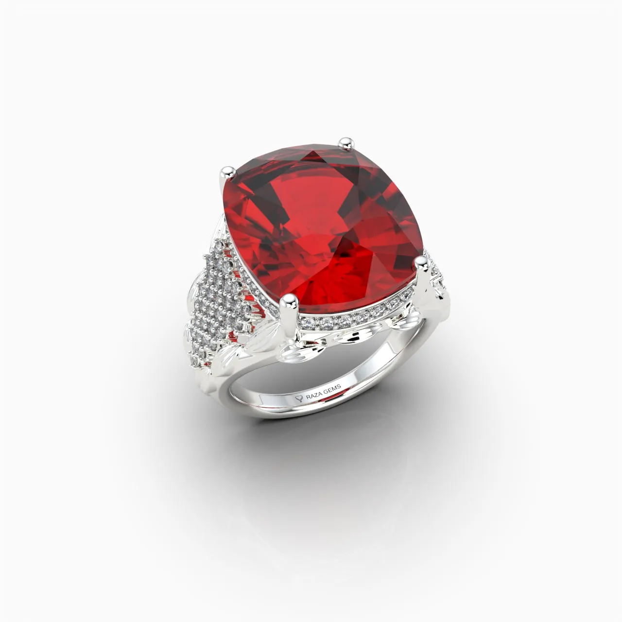 Natural Ruby Cocktail Ring in Gold with Natural Diamonds 10  Carats Ruby