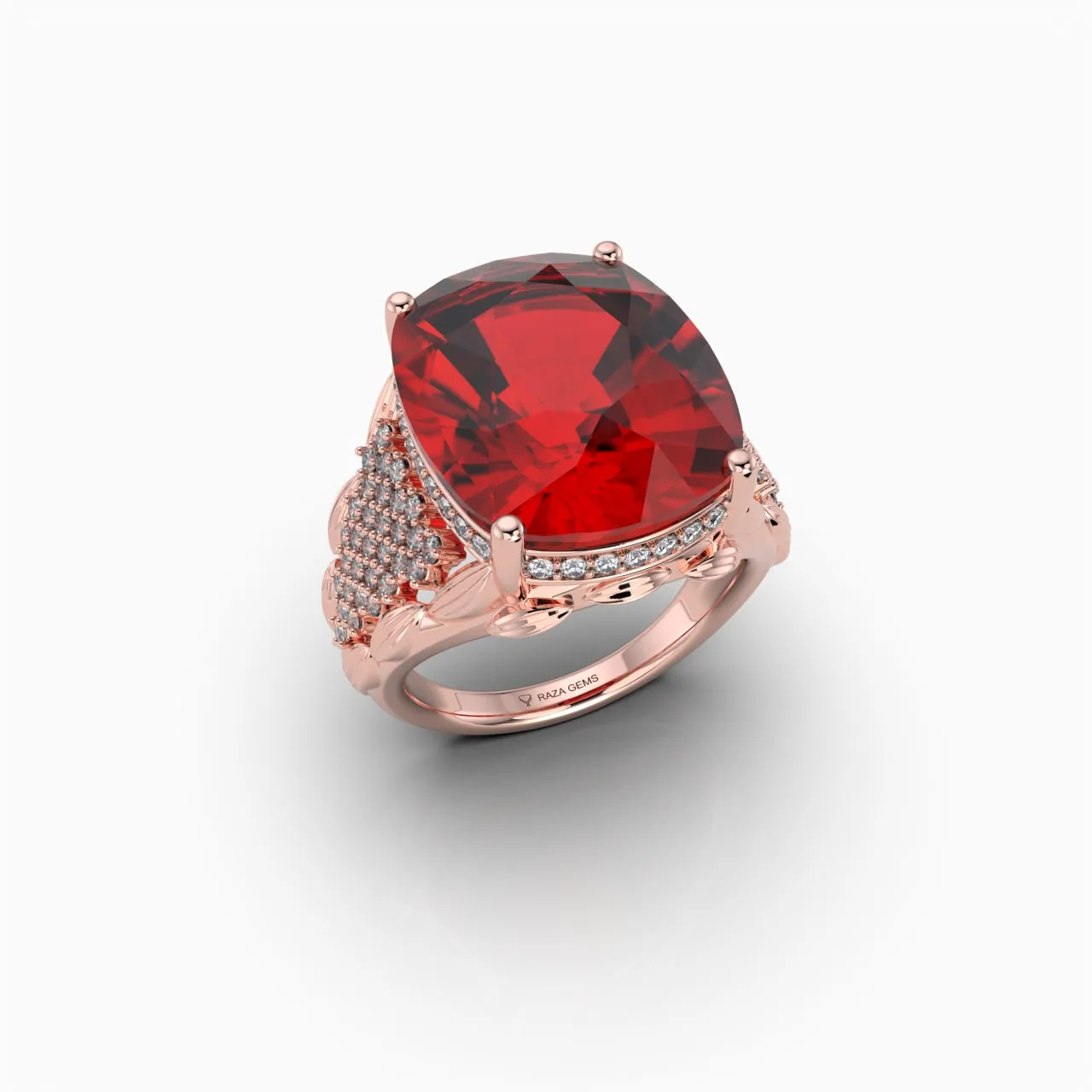 Natural Ruby Cocktail Ring in Gold with Natural Diamonds 10  Carats Ruby
