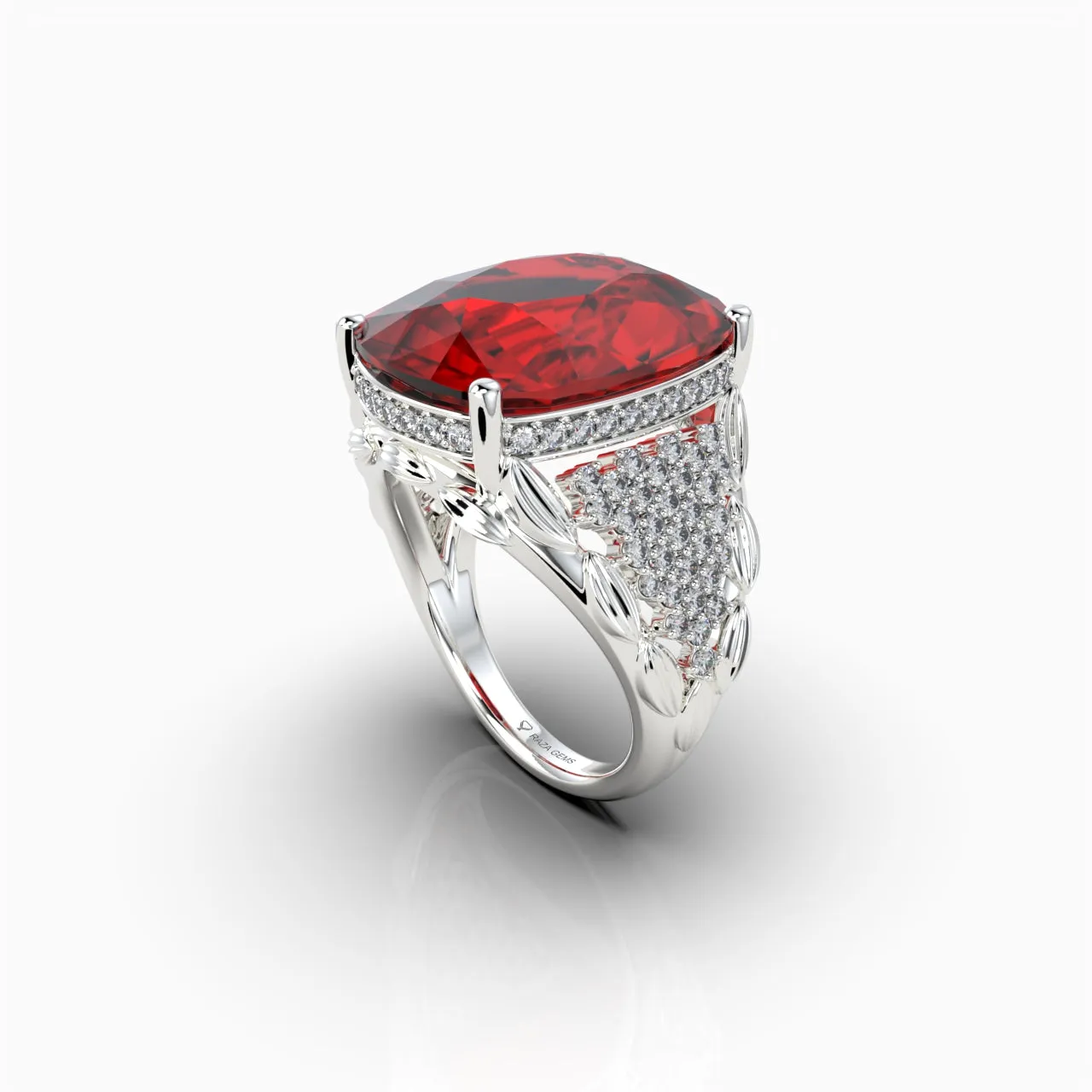 Natural Ruby Cocktail Ring in Gold with Natural Diamonds 10  Carats Ruby