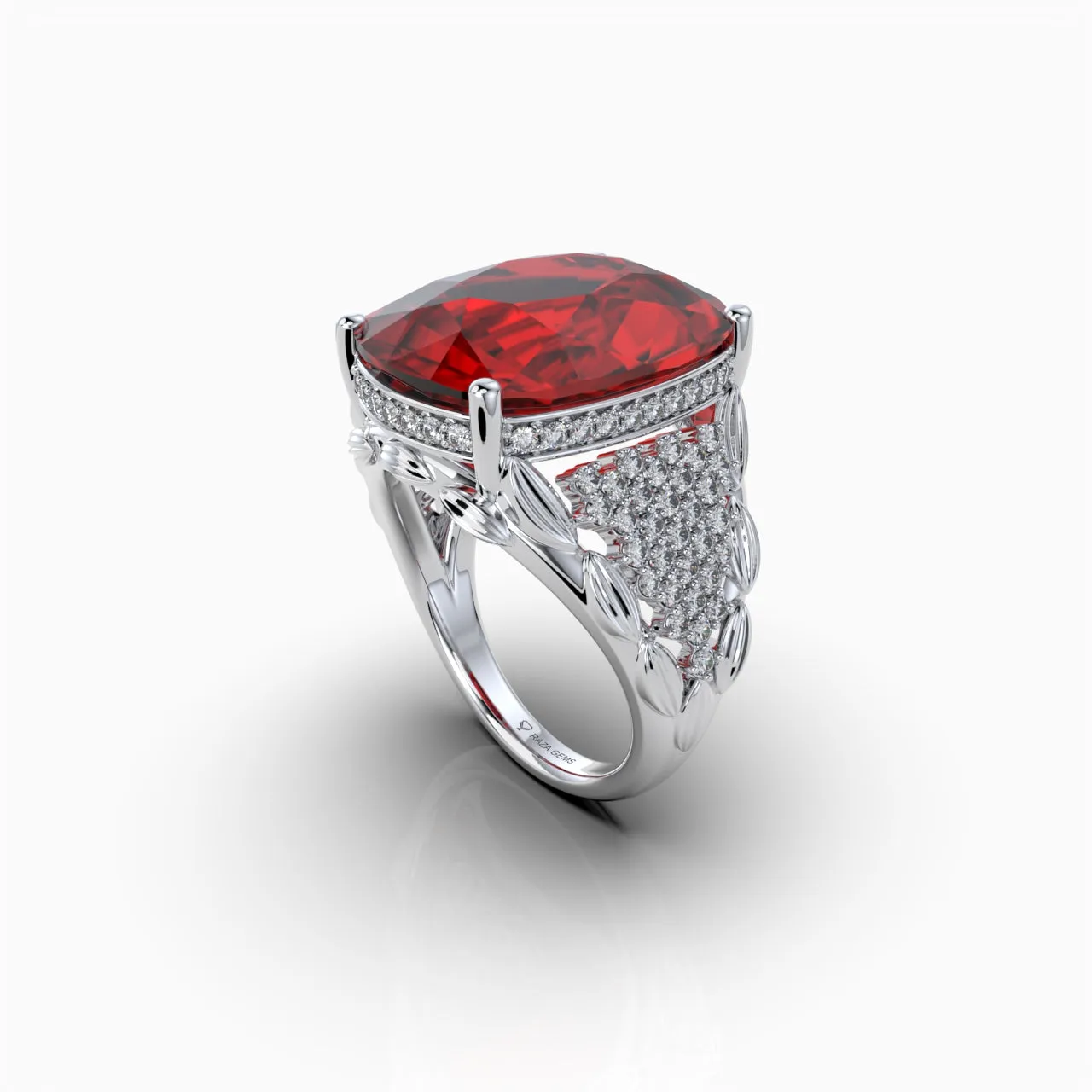 Natural Ruby Cocktail Ring in Gold with Natural Diamonds 10  Carats Ruby