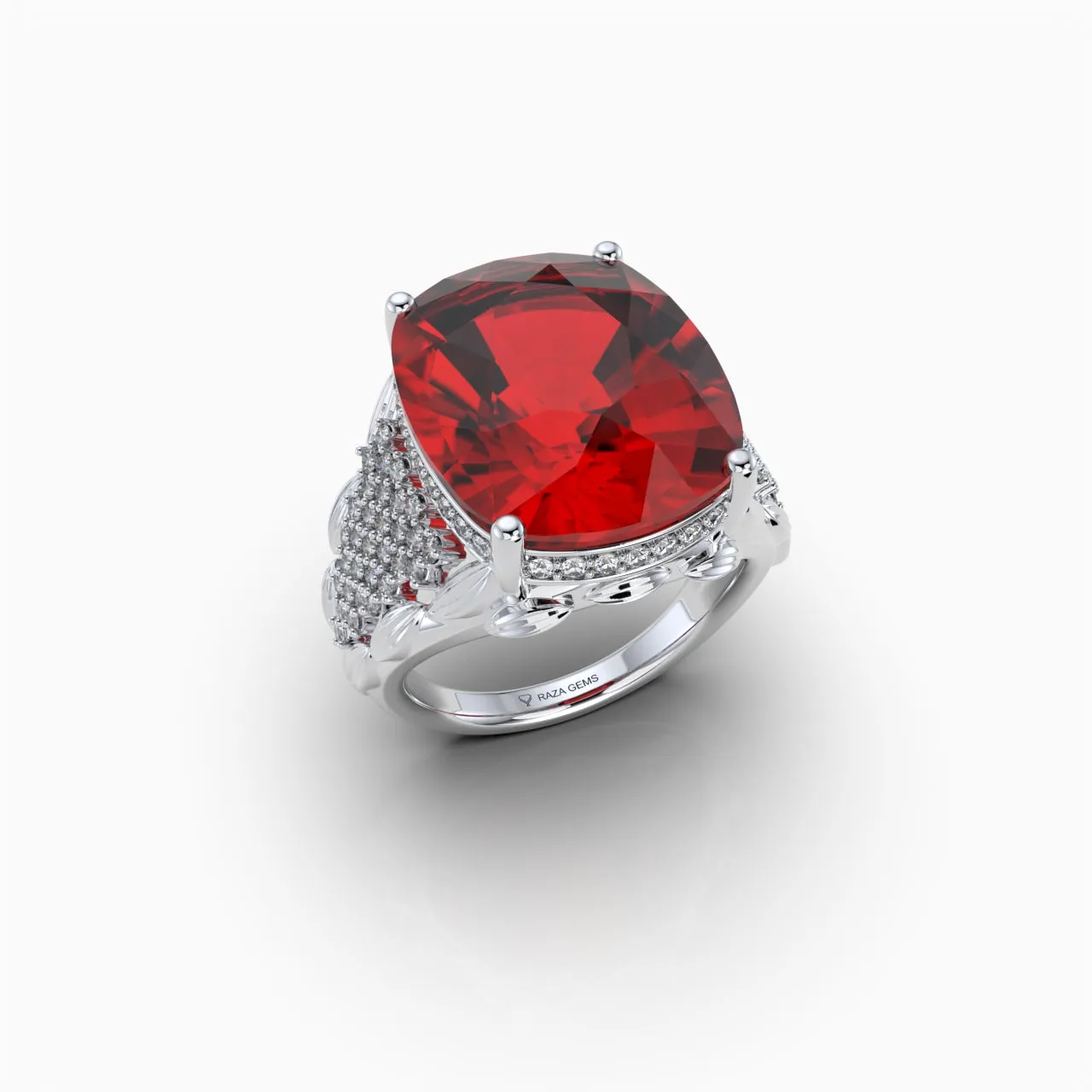 Natural Ruby Cocktail Ring in Gold with Natural Diamonds 10  Carats Ruby