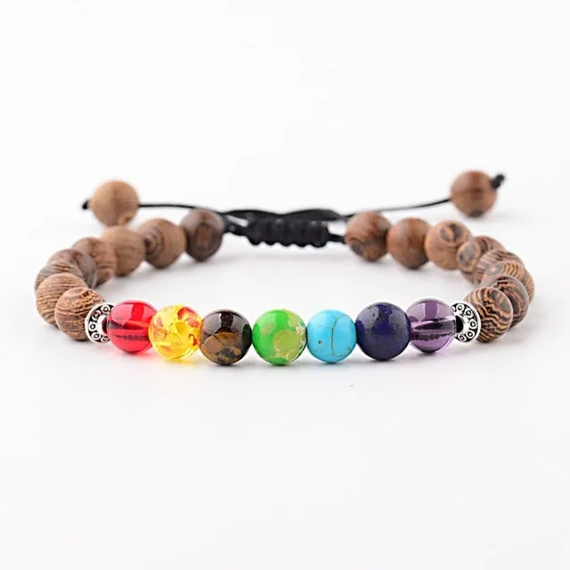 Natural Wood Bead Cross Bracelets Onyx Meditation Prayer for Men Women