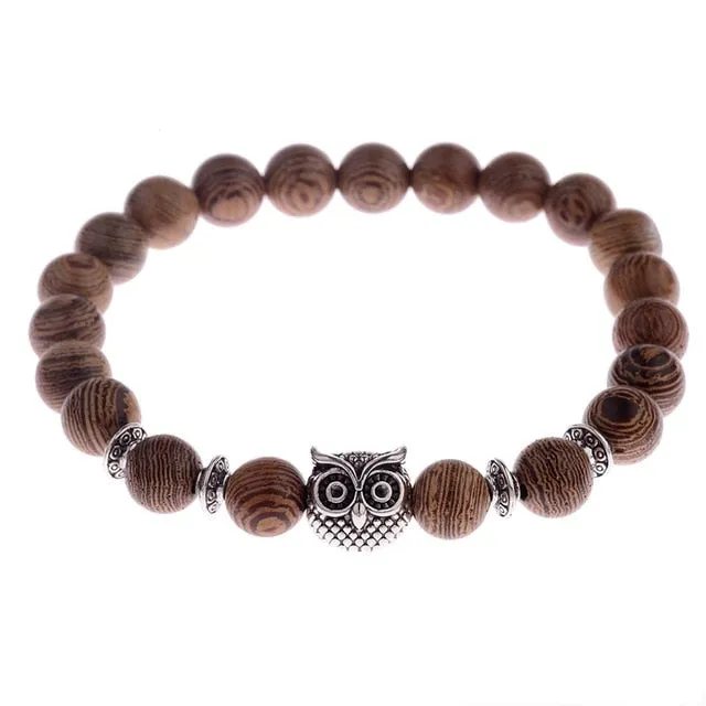 Natural Wood Bead Cross Bracelets Onyx Meditation Prayer for Men Women