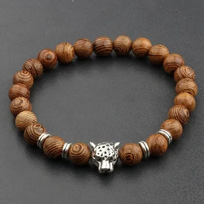 Natural Wood Bead Cross Bracelets Onyx Meditation Prayer for Men Women