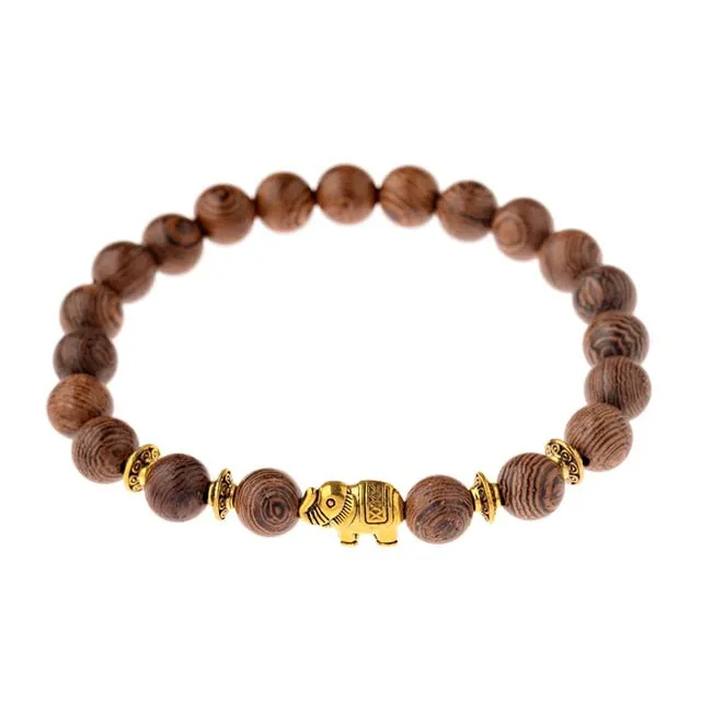Natural Wood Bead Cross Bracelets Onyx Meditation Prayer for Men Women
