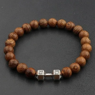 Natural Wood Bead Cross Bracelets Onyx Meditation Prayer for Men Women