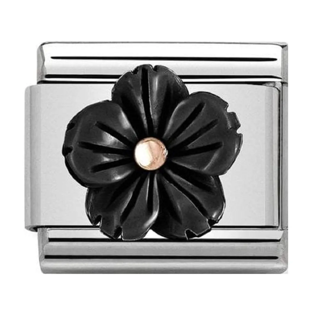 NOMINATION Link Rose Gold and Black Onyx Flower