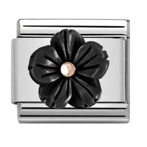 NOMINATION Link Rose Gold and Black Onyx Flower