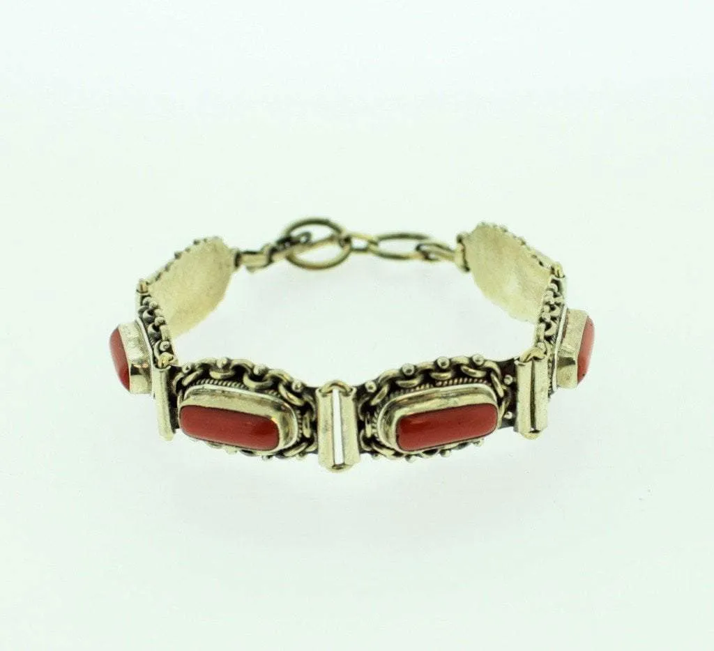 One of a Kind Sterling and Coral Bracelet