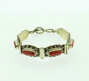 One of a Kind Sterling and Coral Bracelet