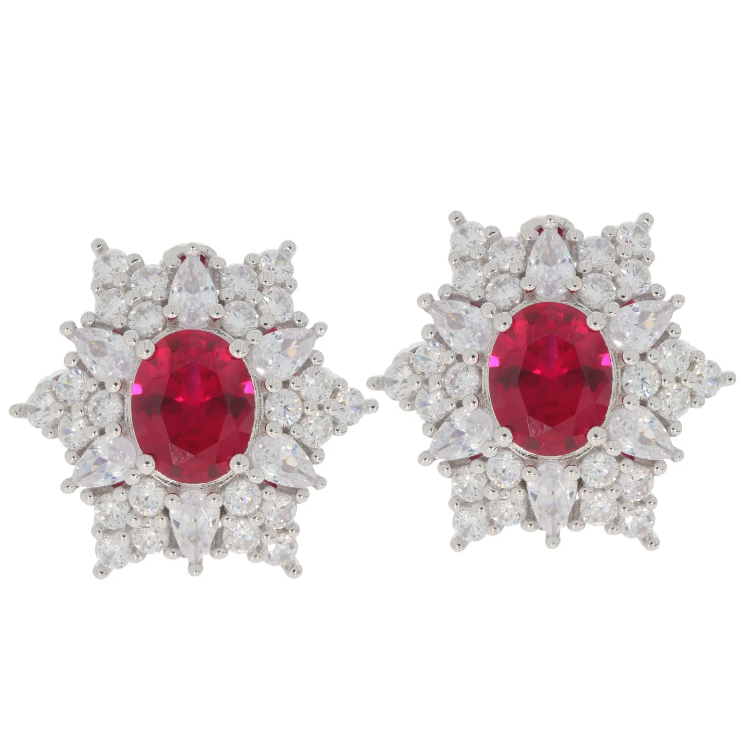 Oval Pink sapphire Sterling Silver Earrings with Accent