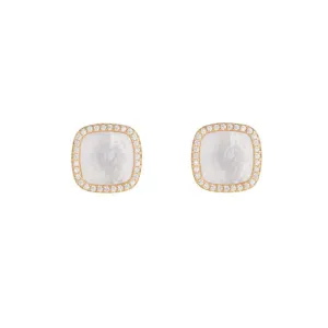 Pavé Mother of Pearl Square Stud Earrrings
