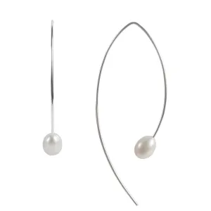 PEARL CURVE EARRINGS - SILVER