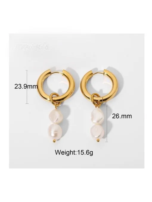 Pearl Hoop Earrings, 18K gold plated Luxury Fashion Statement Earrings